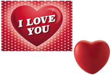 Valentijnsdag cadeau hartvormige stressbal met valentijnskaart