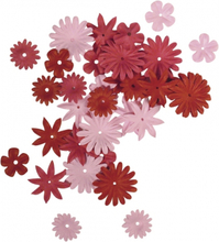 Papieren knutsel bloemen 108 stuks rood/roze