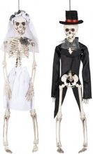 Decoratie horror skelet bruid en bruidegom poppen 41 cm