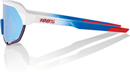 100% S2 Total Energies Sunglasses with HiPER Blue Multilayer Mirror Lens - Matt White/Metallic Blue