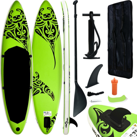 vidaXL Oppblåsbart padlebrettsett 366x76x15 cm grønn