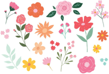 19 stk Midlertidige Flower Power Tatoveringer med Forskjellige Blomster