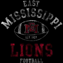 East Mississippi Community College Lions Football Distressed Men's T-Shirt - Black - S