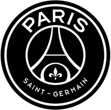 Paris Saint Germain wallsticker. Sort/hvidt PSG logo. 57x57cm