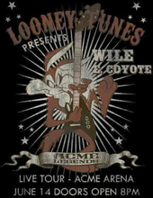 Looney Tunes Wile E Coyote Guitar Arena Tour Men's T-Shirt - Black - 4XL
