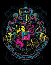 Harry Potter Hogwarts Neon Crest Men's T-Shirt - Black - 3XL