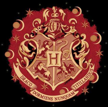 Harry Potter Hogwarts Christmas Crest Men's T-Shirt - Black - 3XL