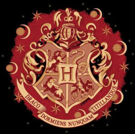 Harry Potter Hogwarts Christmas Crest Men's T-Shirt - Black - 4XL