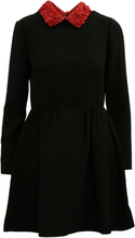 Pre-eide Valentino Floral Collar Dress i svart ull