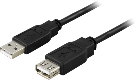 USB 2.0 jatkokaapeli A-A u-n, 1m, musta