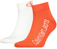 Calvin Klein Strømper 2P Quarter Logo Socks Oransje/Hvit One Size Herre