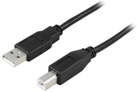 DELTACO DELTACO USB 2.0 kabel Type A han - Type B han 2m, sort