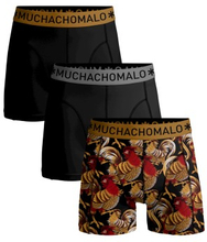 Muchachomalo 3P Cotton Stretch Boxers Rooster Svart mønstret bomull Small Herre