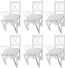 vidaXL Ruokapöydän tuolit 6 kpl valkoinen mänty
