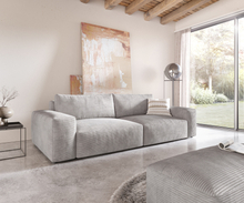 DELIFE Big-sofa Lanzo XL 270x130 cm snoer zilvergrijs met poef
