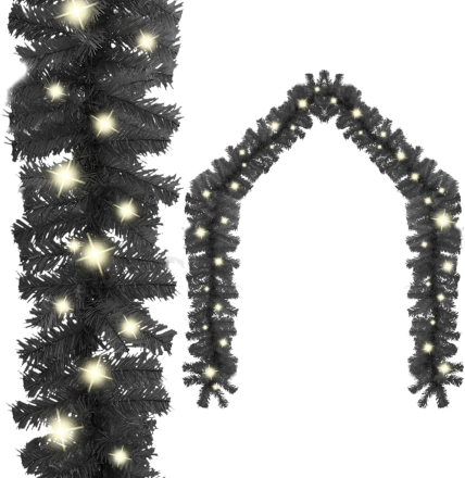vidaXL Julgirlang med LED-lampor 10 m svart
