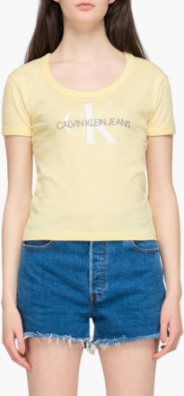 Calvin Klein Jeans - Vegetable Dye Monogram Baby Tee - Gul - L