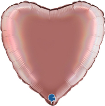Folieballong Holografisk Roséguld Hjärta