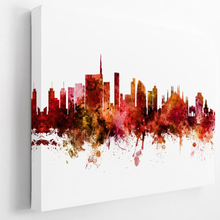 Premium Canvastavla - Skyline Milano Italien, röd (Stad)