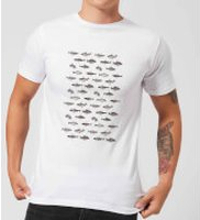 Florent Bodart Fish In Geometric Pattern Men's T-Shirt - White - 5XL - White