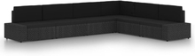 vidaXL Loungegrupp med dynor 6 delar konstrotting svart