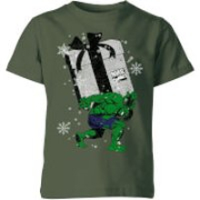 Marvel The Incredible Hulk Christmas Present Kids' Christmas T-Shirt - Forest Green - 3-4 Years