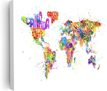 Premium Canvastavla - Världskarta Länder Skrivet (Karta, Världen)
