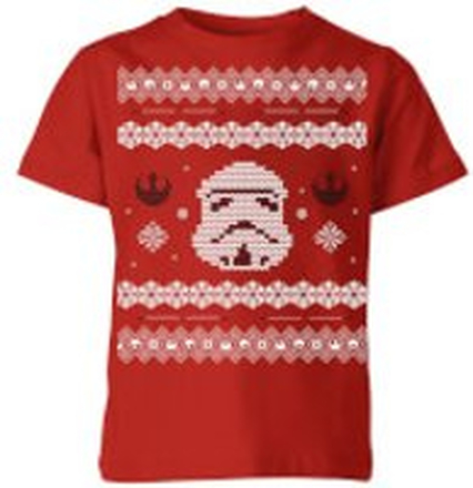 Star Wars Stormtrooper Knit Kids' Christmas T-Shirt - Red - 11-12 Years - Red