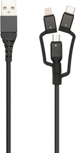 Linocell Premium Micro-USB-kabel med Lightning- og USB-C-adapter Svart
