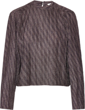 "Objlux L/S Top 124 Tops Blouses Long-sleeved Brown Object"