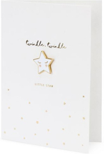 1 stk Hvit "Twinkle Twinkle Little Star" kort med Jakkemerke/Pin 10,5x14,8 cm