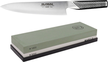Global G-2 Kokkekniv 20cm + Mareld slipesten 1000/3000 Grit