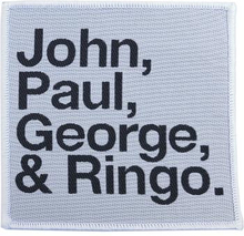 The Beatles: Standard Patch/John Paul George Ringo Black on White