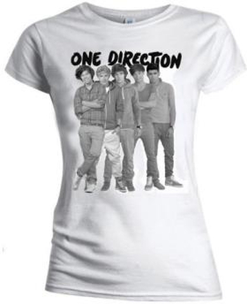 One Direction: Ladies T-Shirt/Group Standing Black & White (Skinny Fit) (Small)