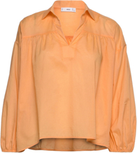 100% Cotton Blouse Tops Blouses Long-sleeved Orange Mango