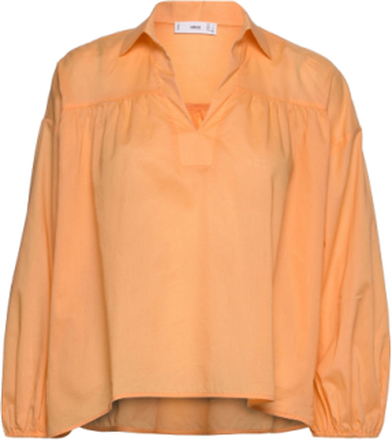 100% Cotton Blouse Bluse Langermet Oransje Mango*Betinget Tilbud