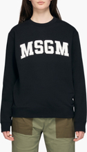 MSGM - Scoop Neck Sweatshirt With College Logo - Sort - M
