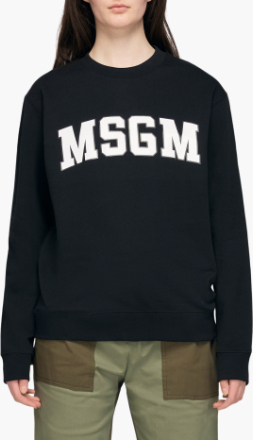 MSGM - Scoop Neck Sweatshirt With College Logo - Sort - L