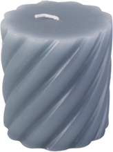 Pillar Candle Swirl Small 37H Home Decoration Candles Block Candles Blå Present Time*Betinget Tilbud