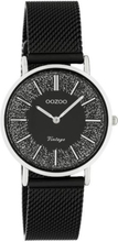 OOZOO C20141 Horloge Vintage Mesh staal zilverkleurig-zwart 32 mm