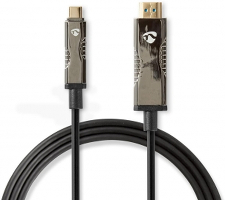 Aktiv Optisk USB-kabel | USB-C Han | HDMI Stik | 18 Gbps | 10.0 m | Runde | PVC | Sort | Gaveæske