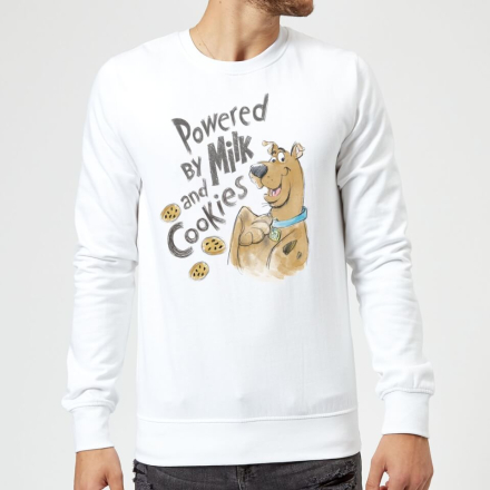 Scooby Doo Powered By Milk And Cookies Sweatshirt - White - XXL