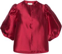 Cleo Pouf Sleeve Blouse Blouses Short-sleeved Rød By Malina*Betinget Tilbud