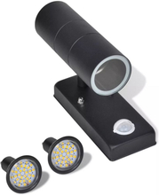 vidaXL LED Sylinterinmuotoinen Musta Seinälamppu Sensorilla Ruostumaton Teräs