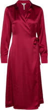 Objsateen Tania Ls Wrap Dress A Div Dresses Shirt Dresses Rød Object*Betinget Tilbud