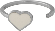 Design Letters Enamel Heart Ring Silver Nude