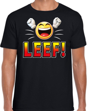 Funny emoticon t-shirt LEEF zwart voor heren