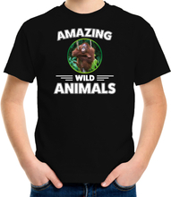 T-shirt orang oetan apen amazing wild animals / dieren zwart voor kinderen