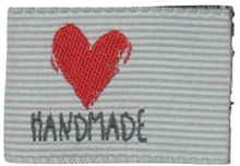 Label Handmade Vit med Rd - 1 st