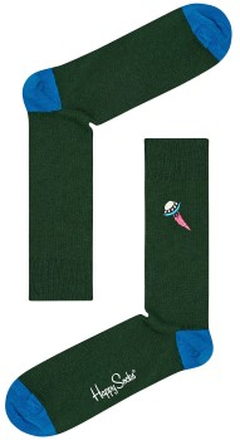 Happy Socks Ribbed Embroidery Ufo Sock Dunkelgrün Gr 36/40